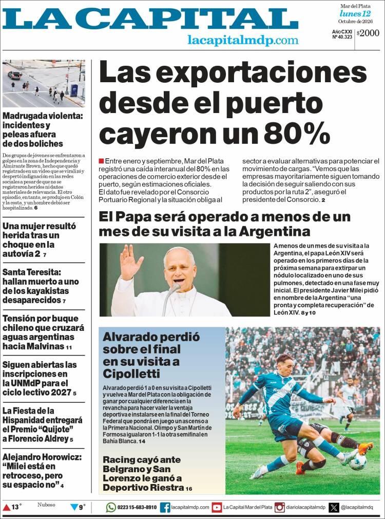Portada de Diario La Capital - Mar del Plata (Argentina)