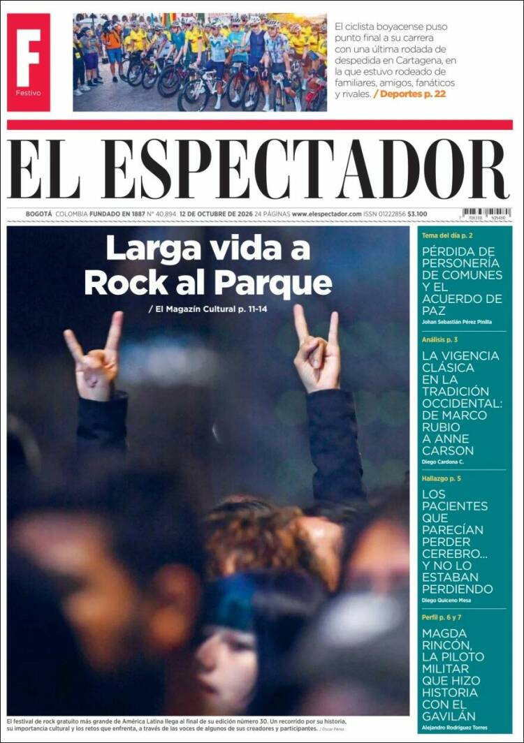 Portada de El Espectador (Colombia)