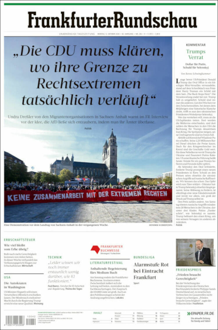 Portada de Frankfurter Rundschau (Alemania)