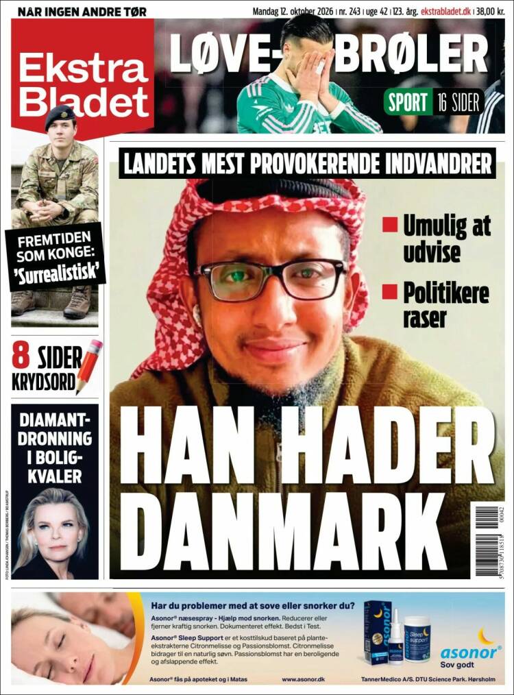 Portada de Ekstra Bladet (Dinamarca)