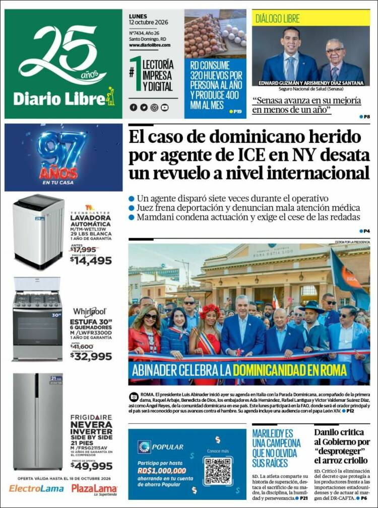 Portada de Diario Libre (R. Dominicana)