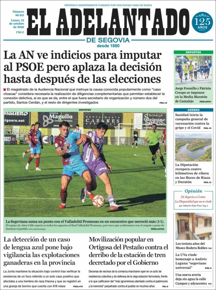 Portada de El Adelantado de Segovia (Espa&ntilde;a)