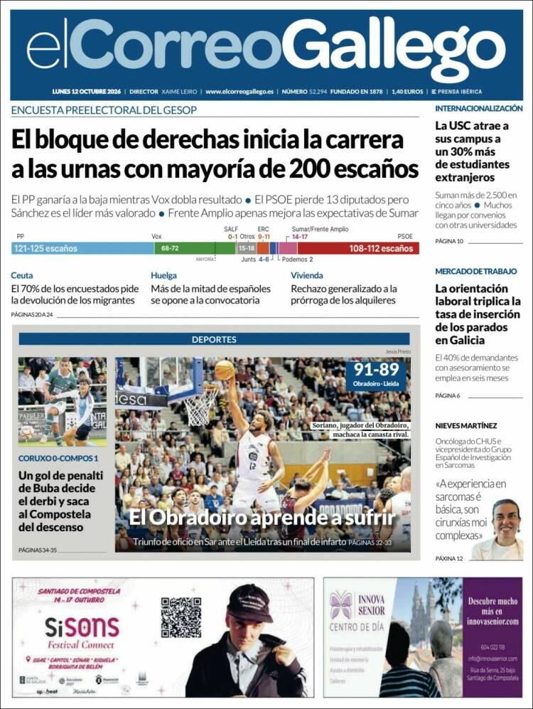Portada de El Correo Gallego (Espa&ntilde;a)