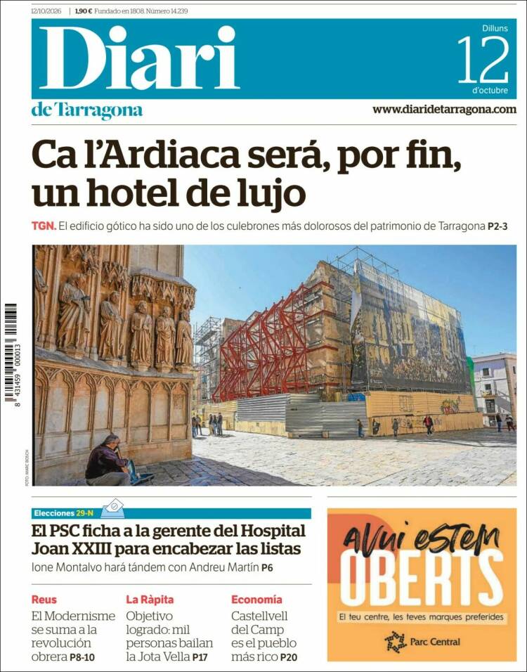 Portada de Diari de Tarragona (Espa&ntilde;a)