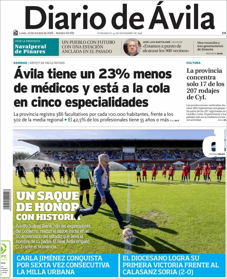 Portada de Diario de Ávila (Espa&ntilde;a)
