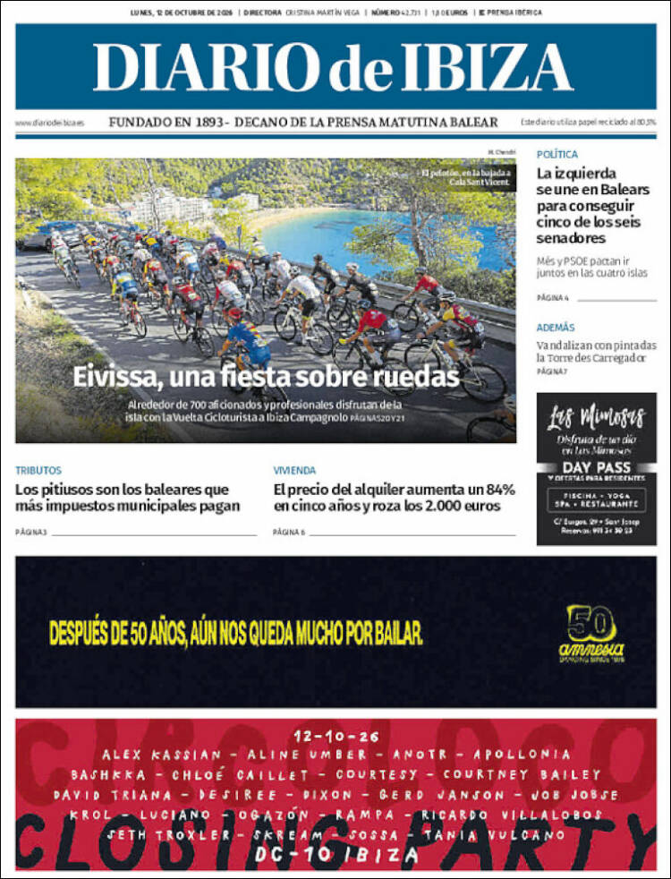 Portada de Diario de Ibiza (Espa&ntilde;a)