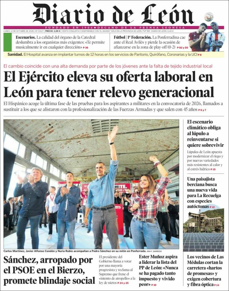 Portada de Diario de León (Espa&ntilde;a)