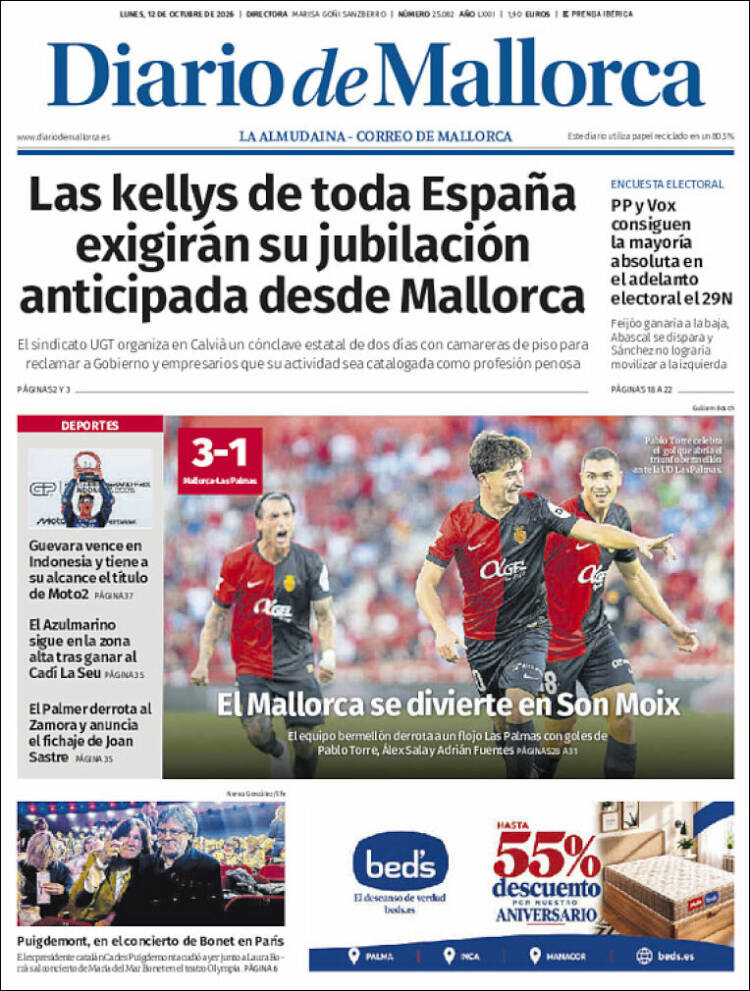 Portada de Diario de Mallorca (Espa&ntilde;a)