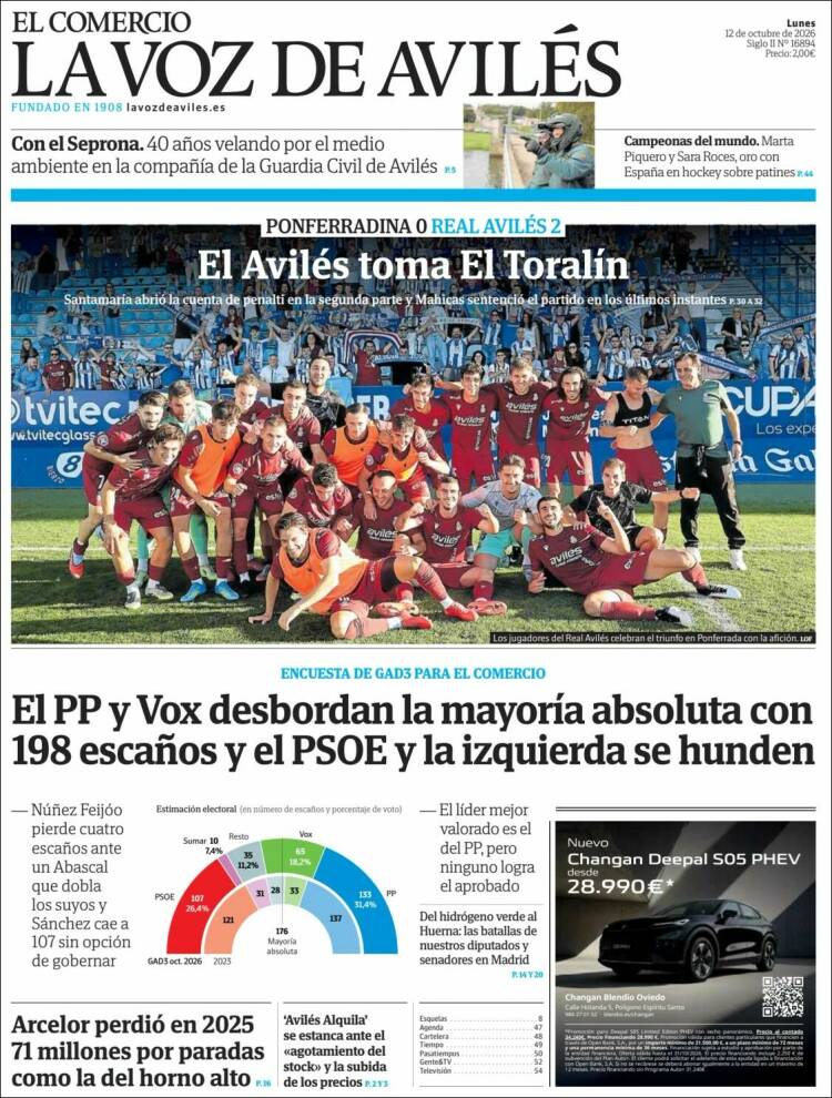 Portada de El Comercio - Avilés (Espa&ntilde;a)