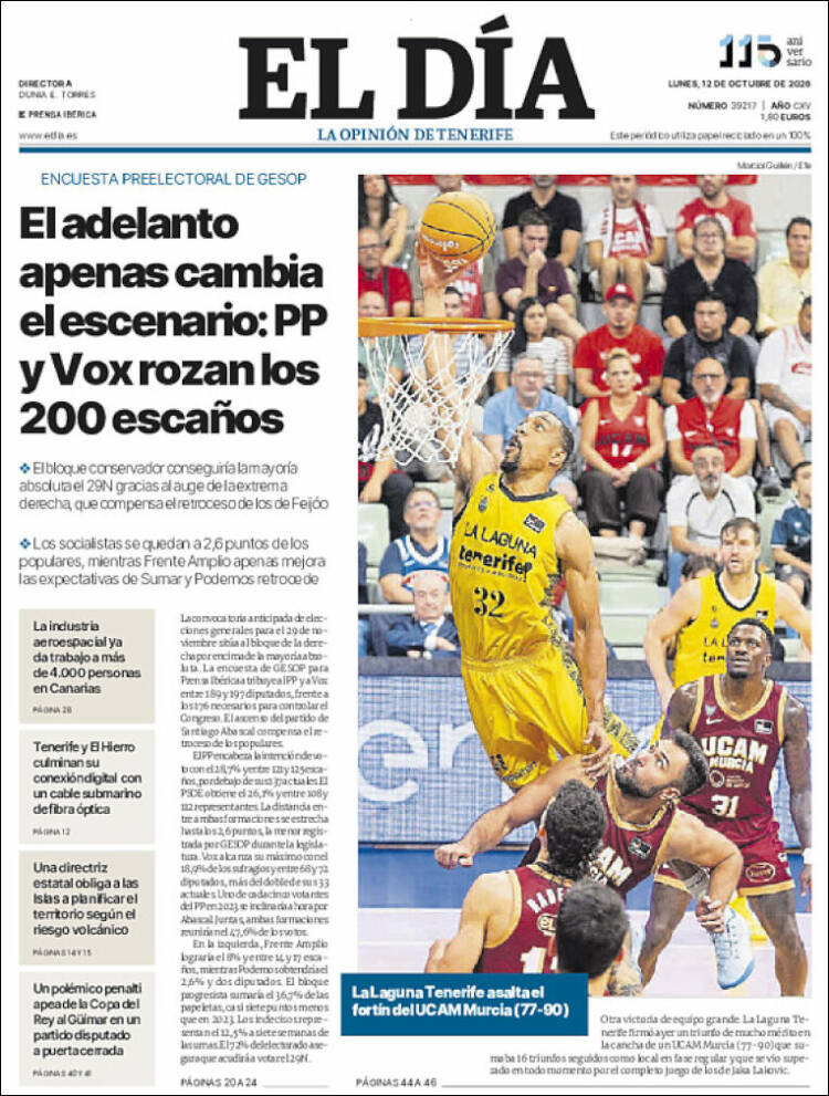 Portada de El Día (Espa&ntilde;a)