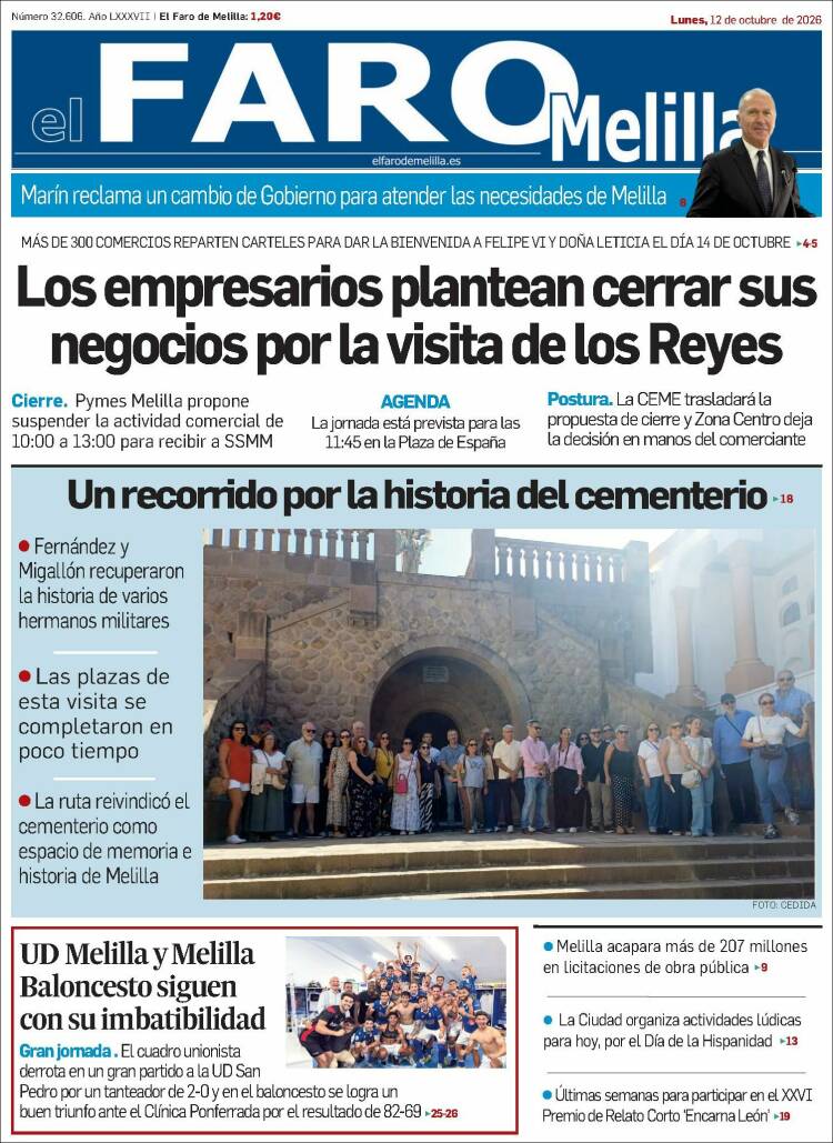 Portada de El Faro de Melilla (Espa&ntilde;a)