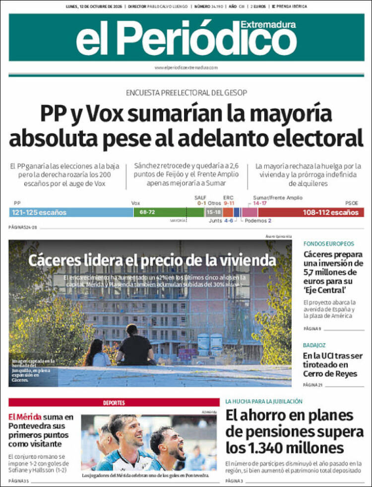Portada de El Periódico de Extremadura (Espa&ntilde;a)