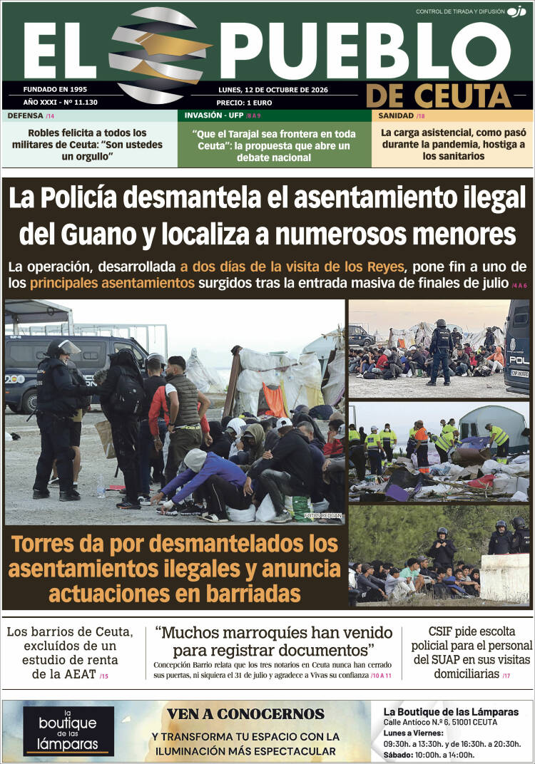 Portada de El Pueblo de Ceuta (Espa&ntilde;a)
