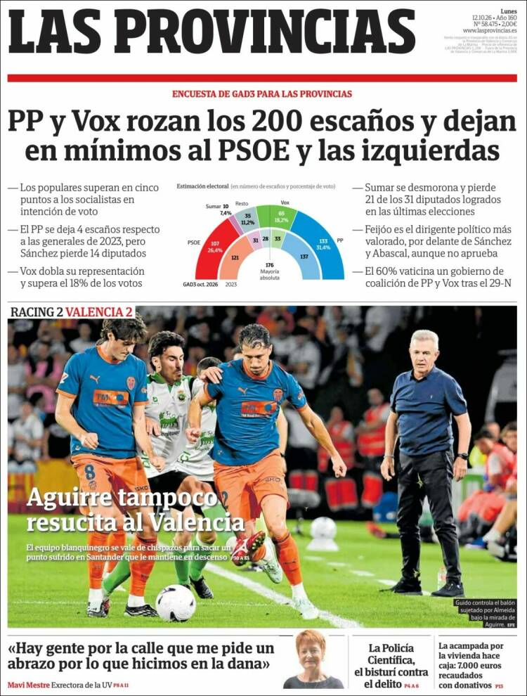 Portada de Las Provincias (Espa&ntilde;a)