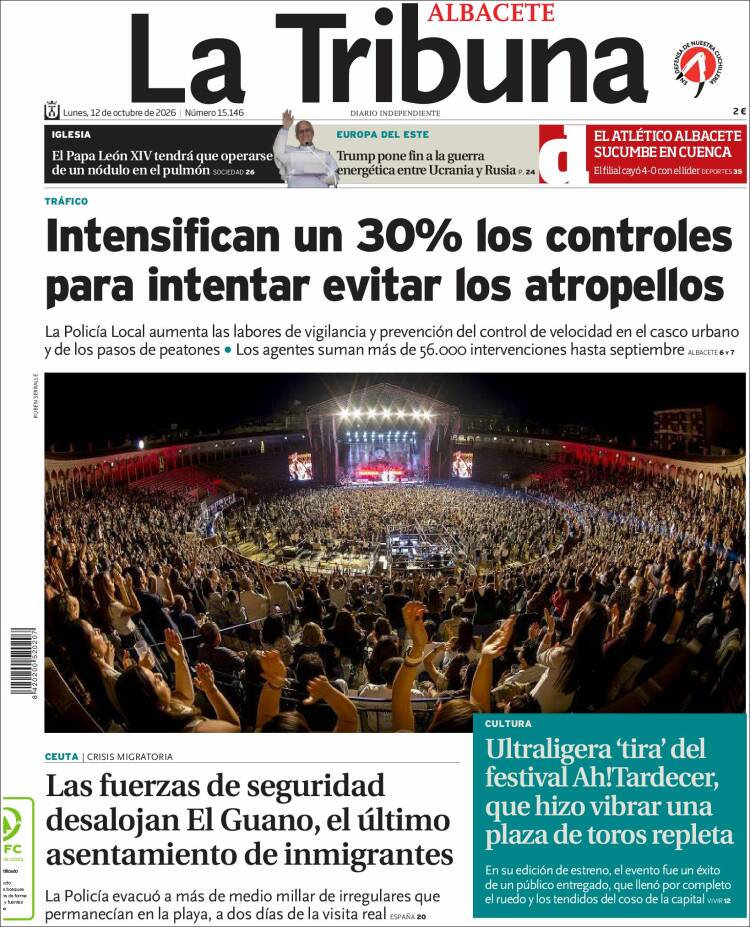 Portada de La Tribuna de Albacete (Espa&ntilde;a)