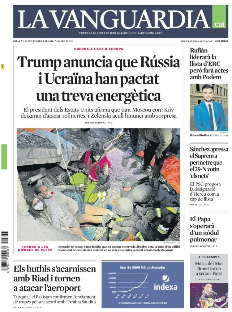 Portada de La Vanguardia (Espa&ntilde;a)