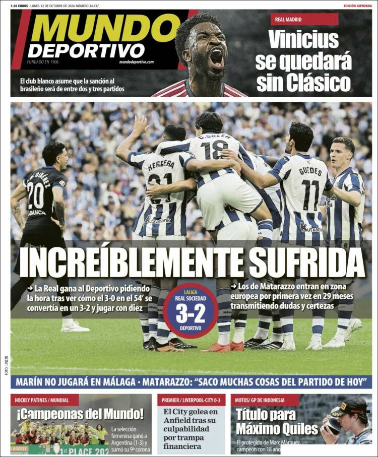 Portada de Mundo Deportivo Gipuzkoa (Espa&ntilde;a)