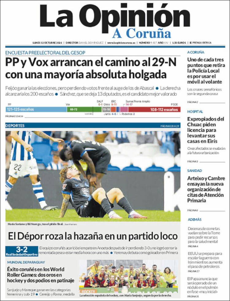Portada de La Opinión de A Coruña (Espa&ntilde;a)