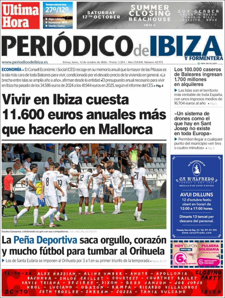 Portada de Periódico de Ibiza (Espa&ntilde;a)