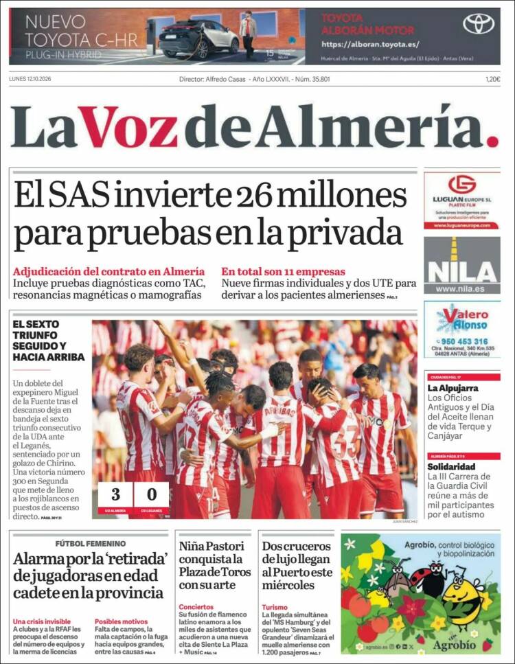 Portada de La Voz de Almería (Espa&ntilde;a)