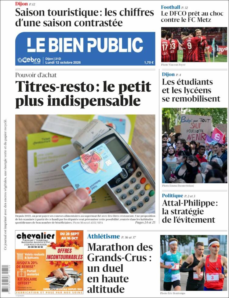 Portada de Le Bien Public (Francia)