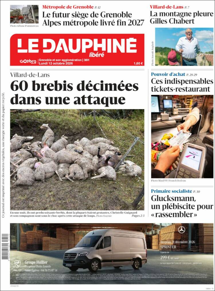 Portada de Le Dauphiné Libéré (France)