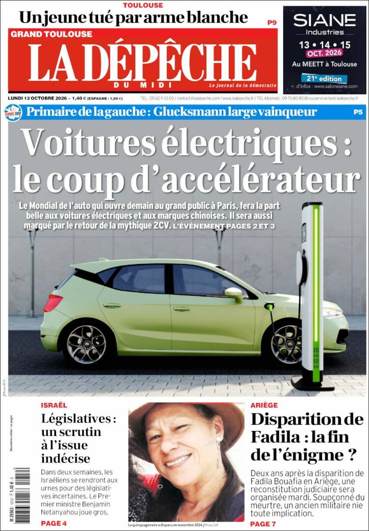 Portada de La Dépêche du Midi (Francia)