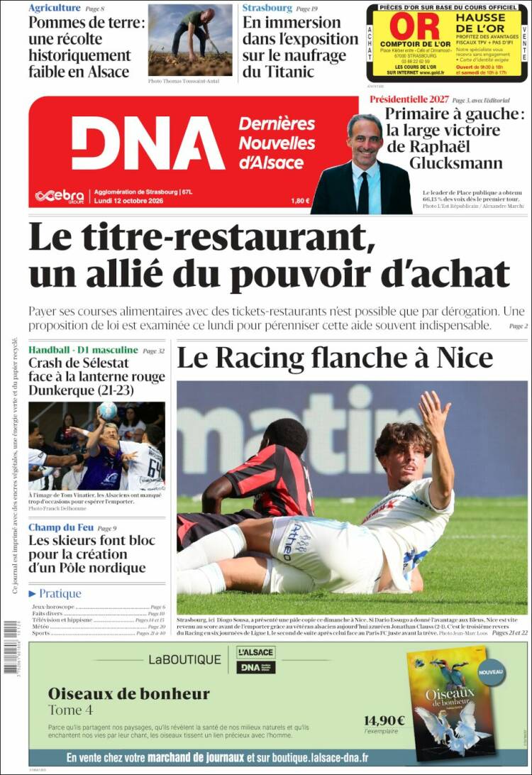 Portada de Les Dernières Nouvelles d'Alsace (Francia)