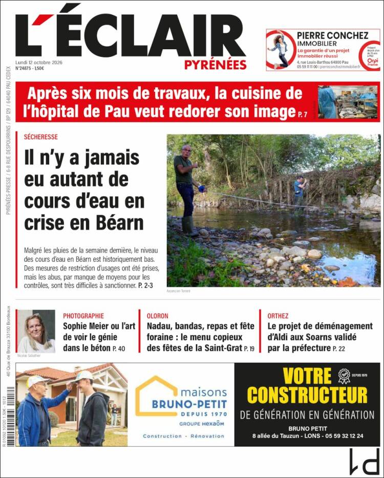 Portada de L'Eclair des Pyrénées (Francia)
