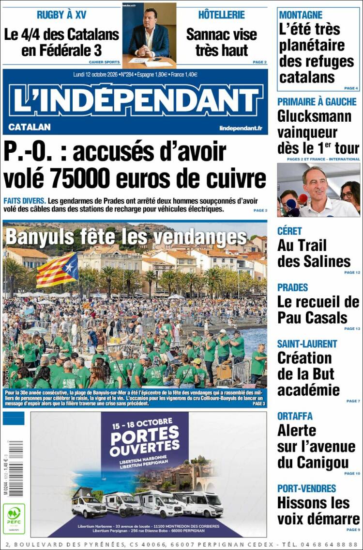 Portada de Le Indépendant (Francia)