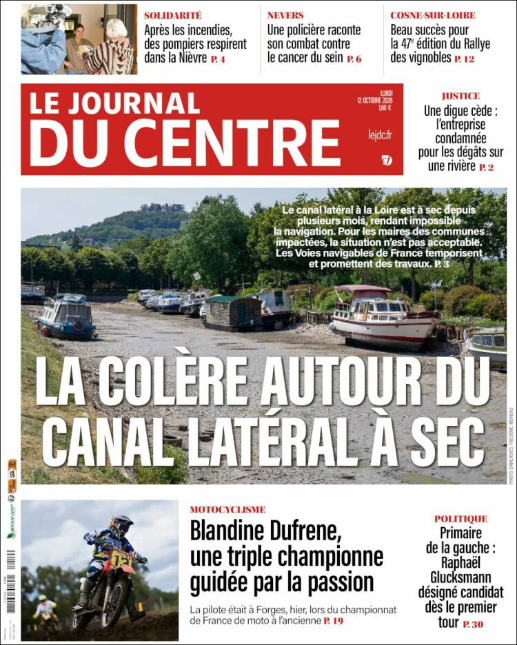Portada de Le Journal du Centre (Francia)