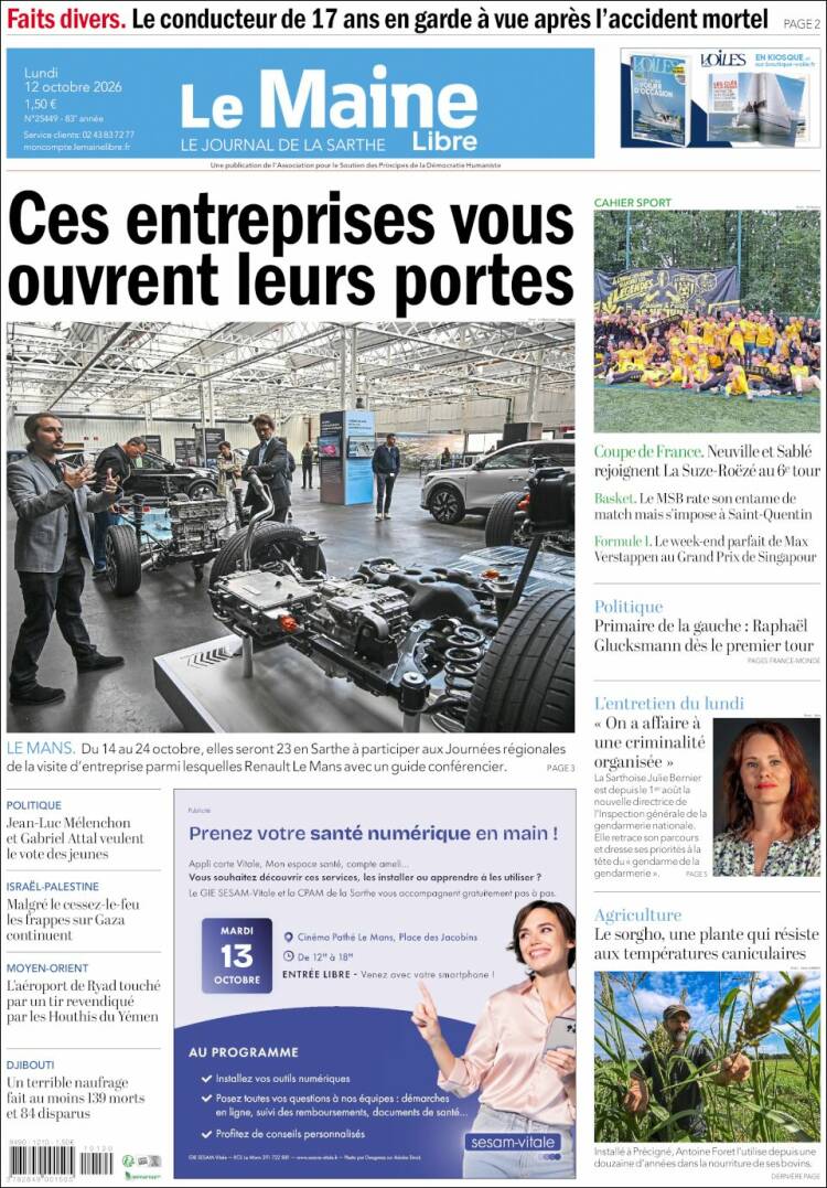 Portada de Le Maine Libre (Francia)