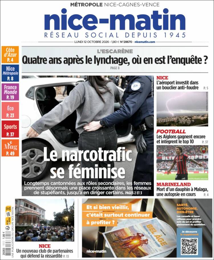 Portada de Nice-Matin (Francia)