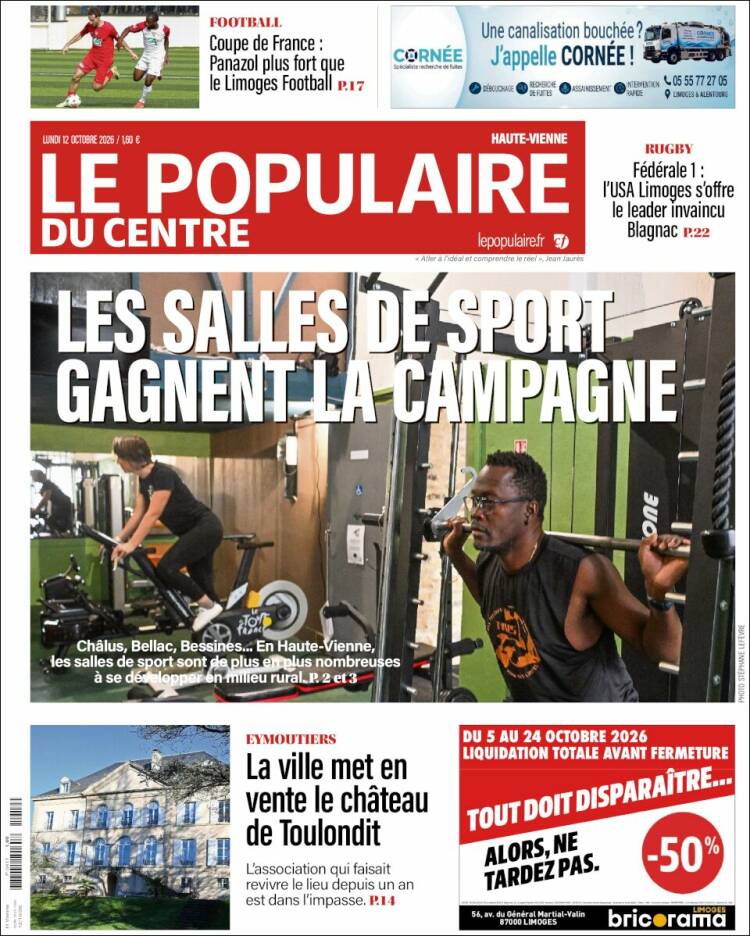 Portada de Le Populaire du Centre (Francia)