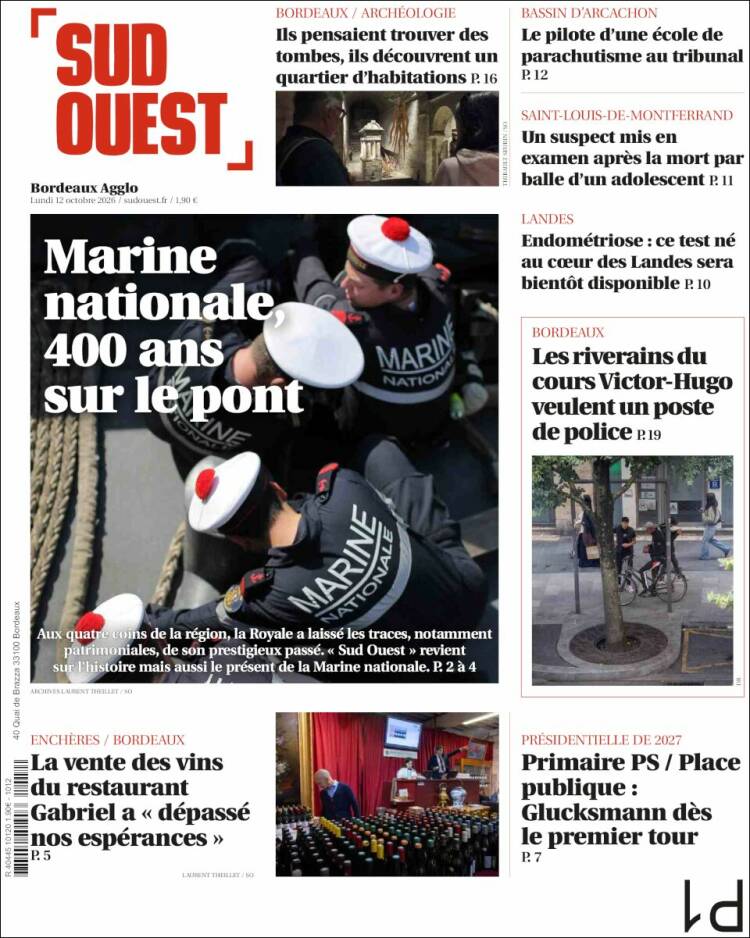 Portada de Sud Ouest (Francia)
