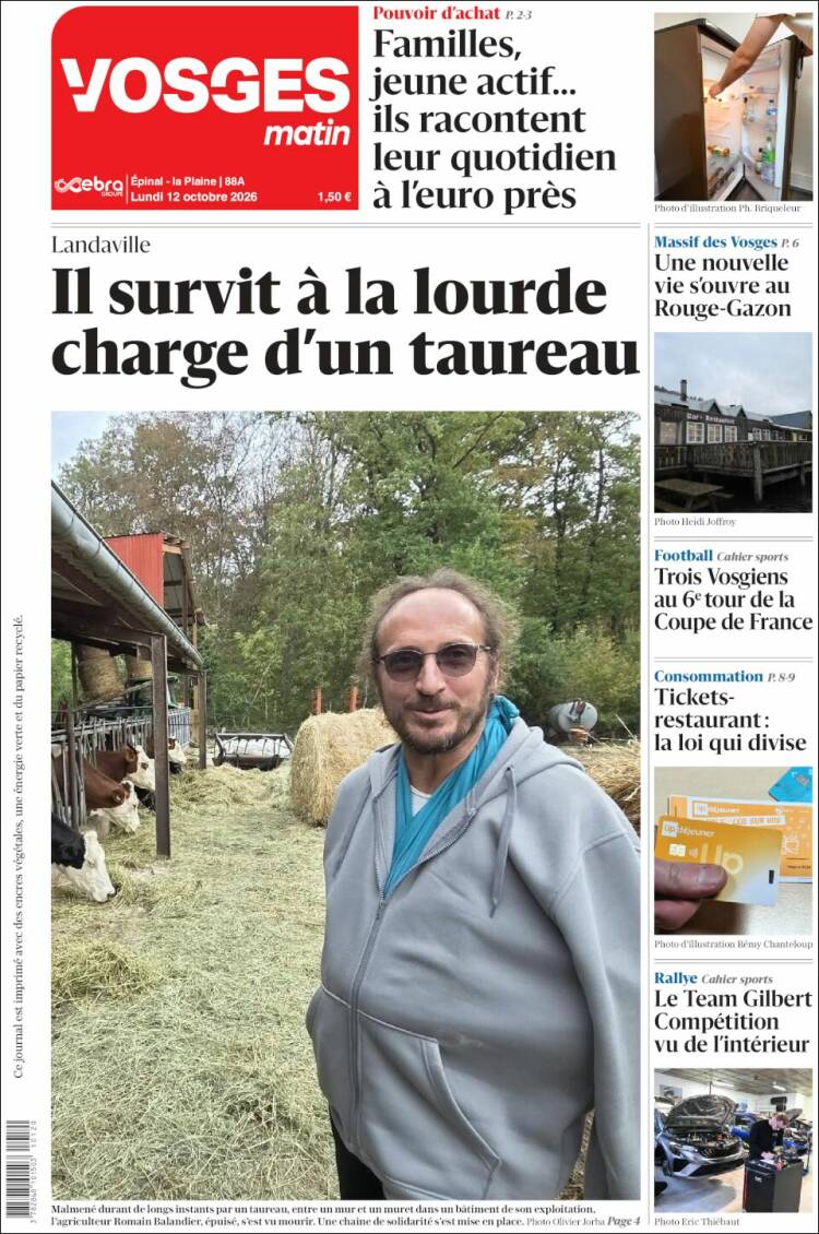 Portada de Vosges Matin (Francia)