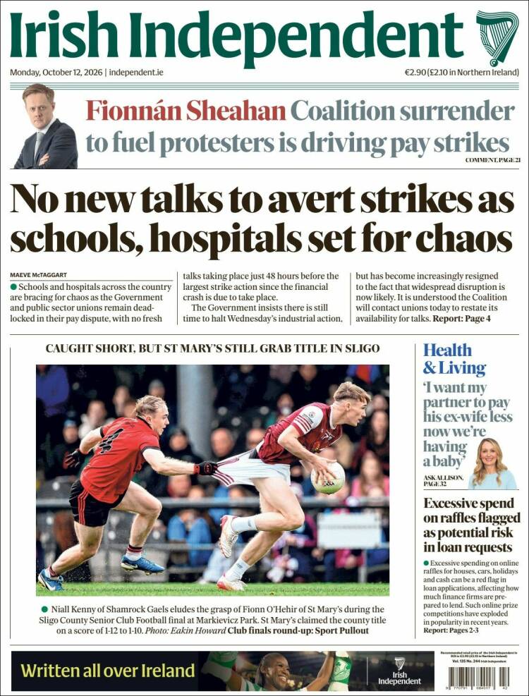 Portada de Irish Independent (Irlanda)