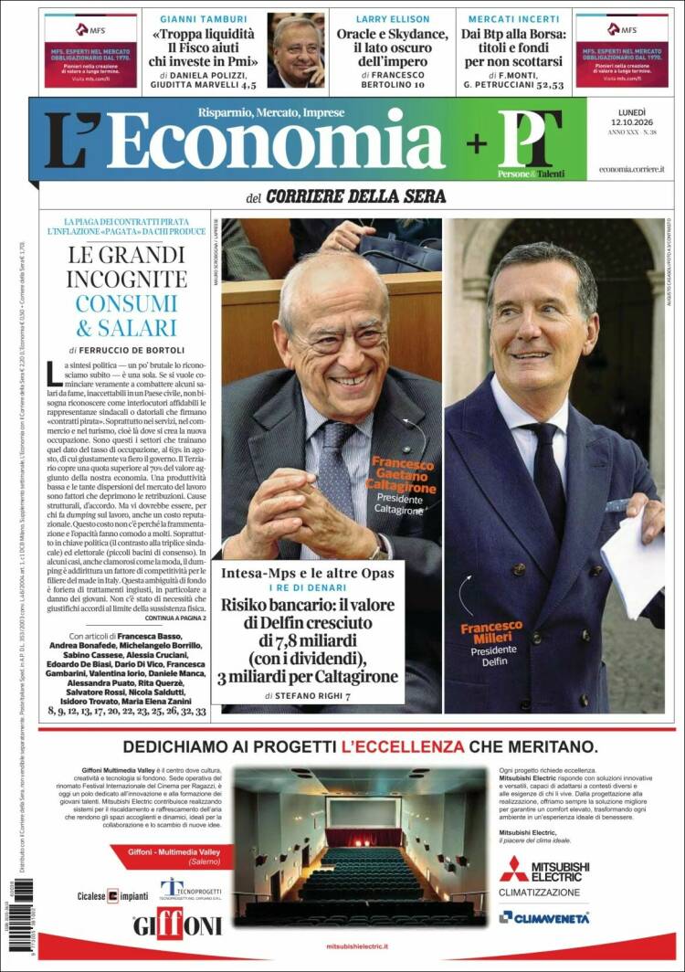 Portada de L'Economia (Italia)
