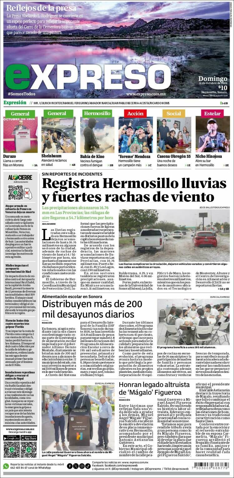 Portada de Expreso (M&eacute;xico)