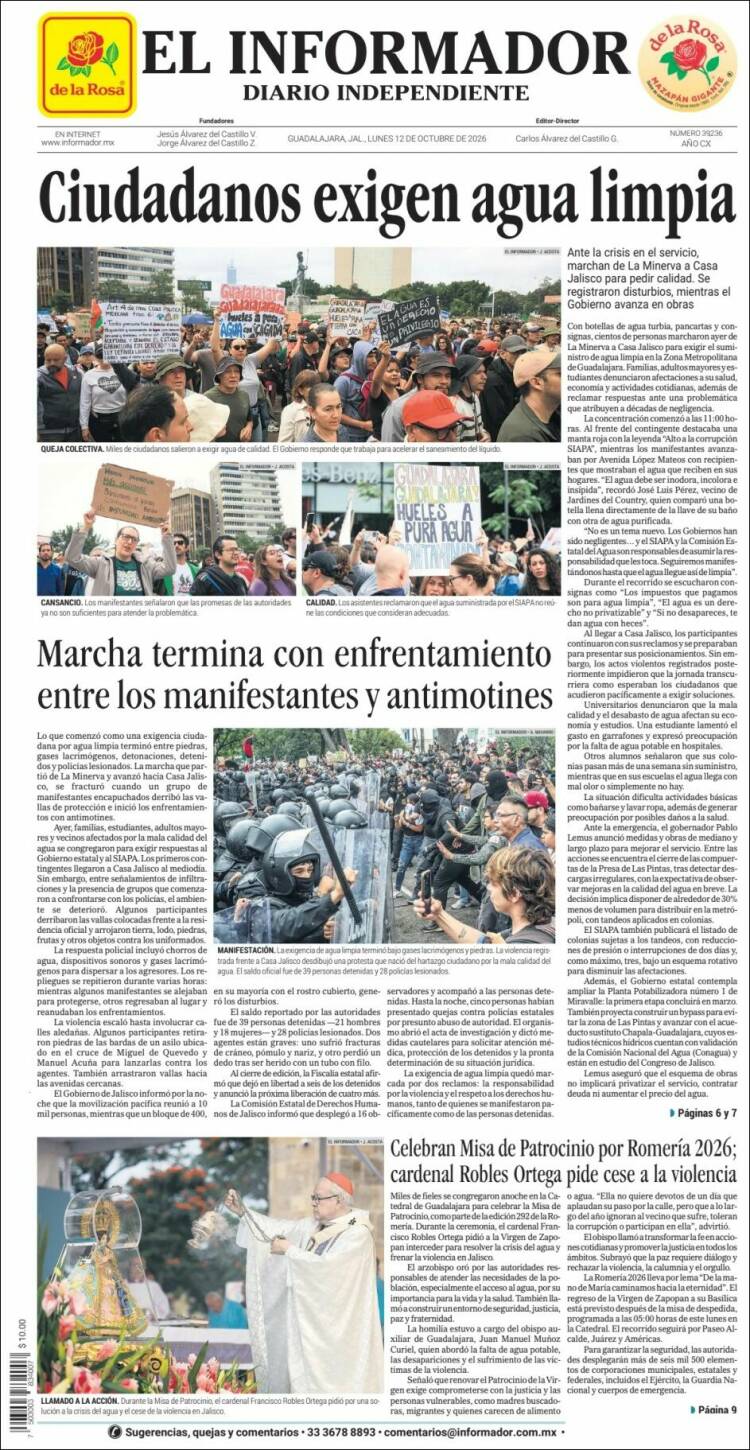 Portada de El Informador (M&eacute;xico)