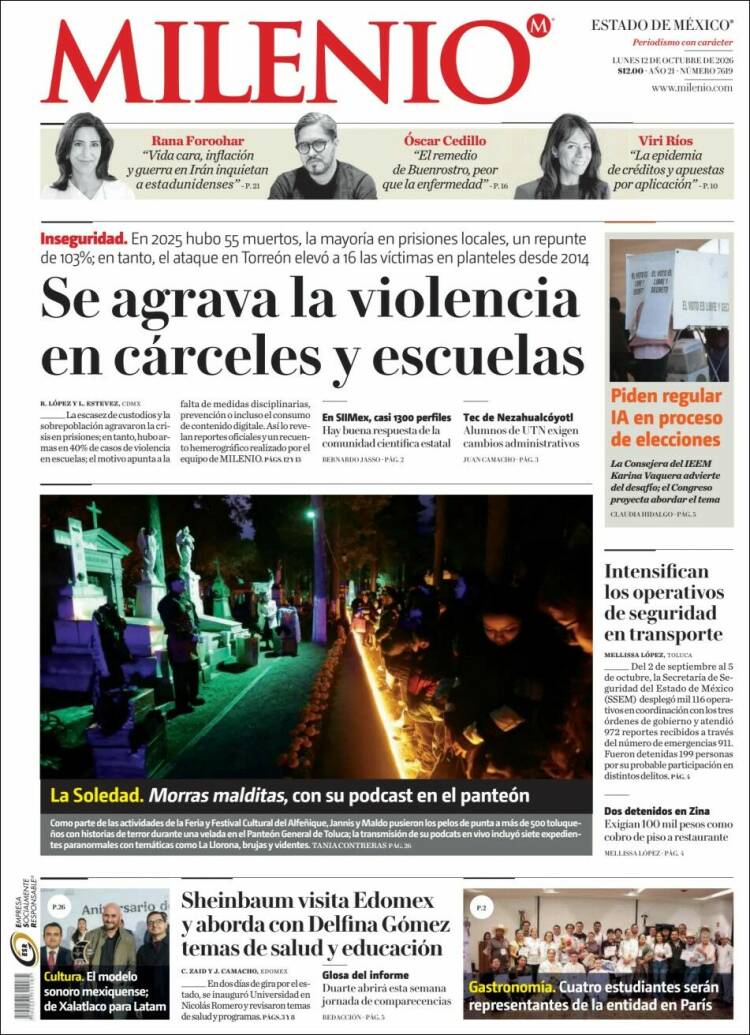 Portada de Milenio - Estado de México (M&eacute;xico)