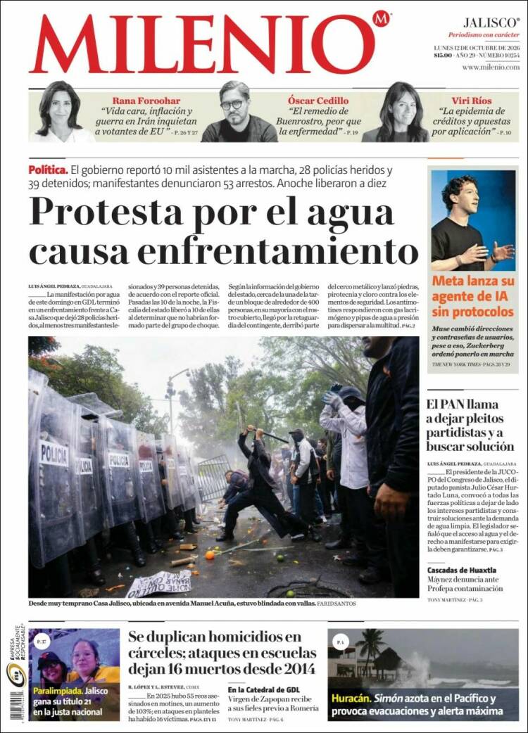 Portada de Milenio - Jalisco (M&eacute;xico)