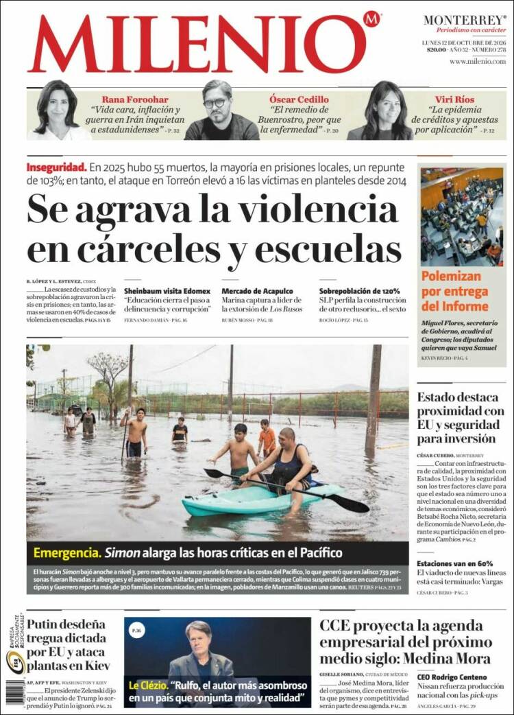 Portada de Milenio de Monterrey (M&eacute;xico)