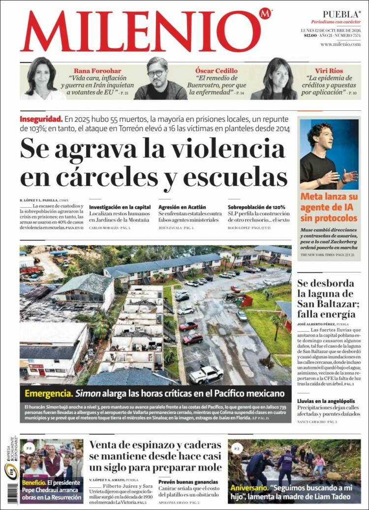 Portada de Milenio de Puebla (M&eacute;xico)