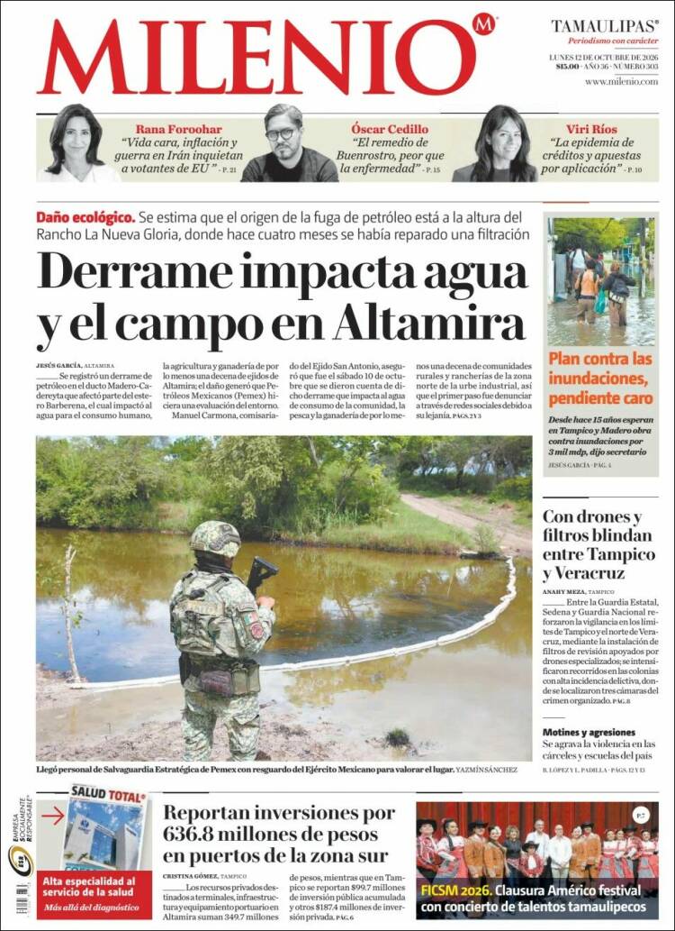 Portada de Milenio - Tamaulipas (M&eacute;xico)