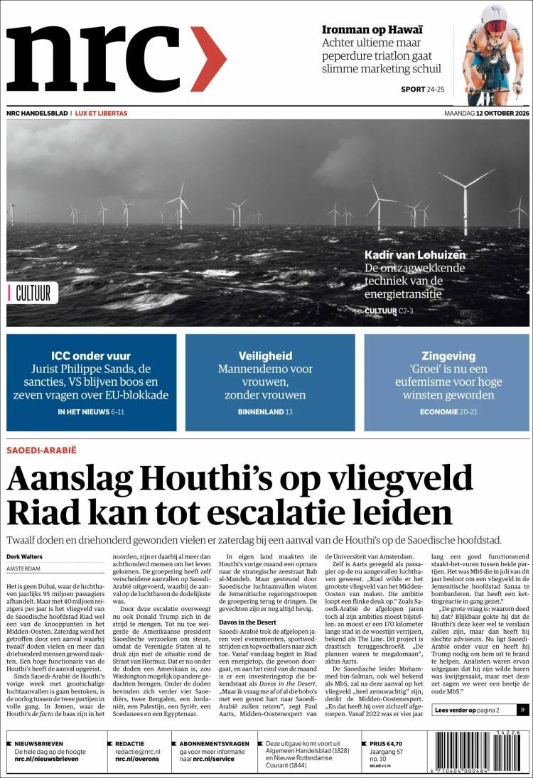 Portada de NRC Handelsblad (Pa&iacute;ses Bajos)