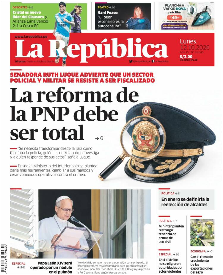 Portada de La Republica (Per&uacute;)