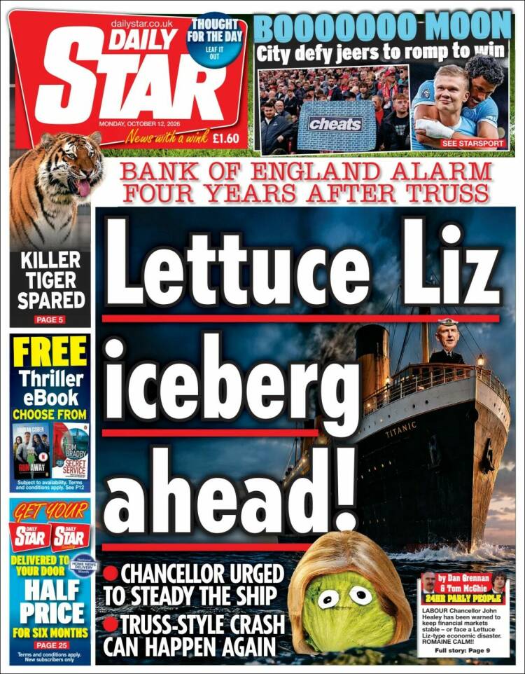 Portada de Daily Star (Reino Unido)