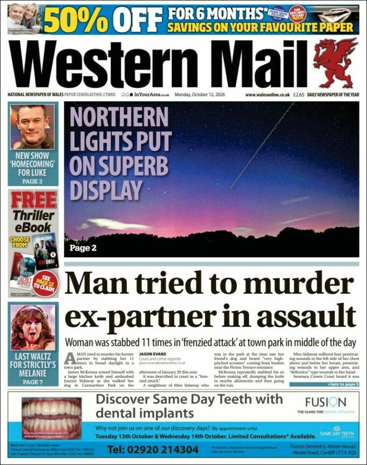 Portada de Western Mail (Reino Unido)