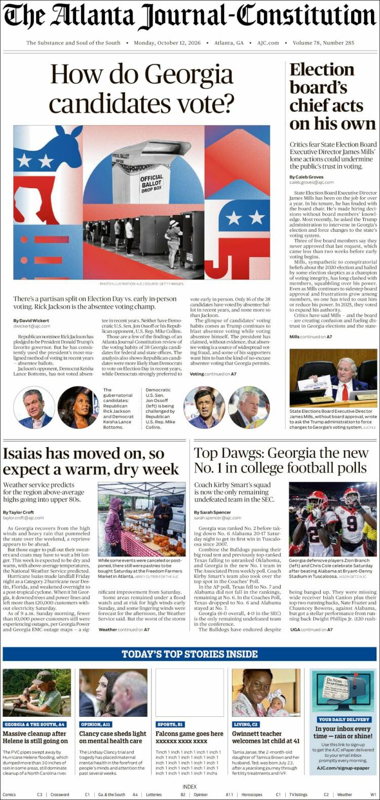 Portada de The Atlanta Journal-Constitution (USA)